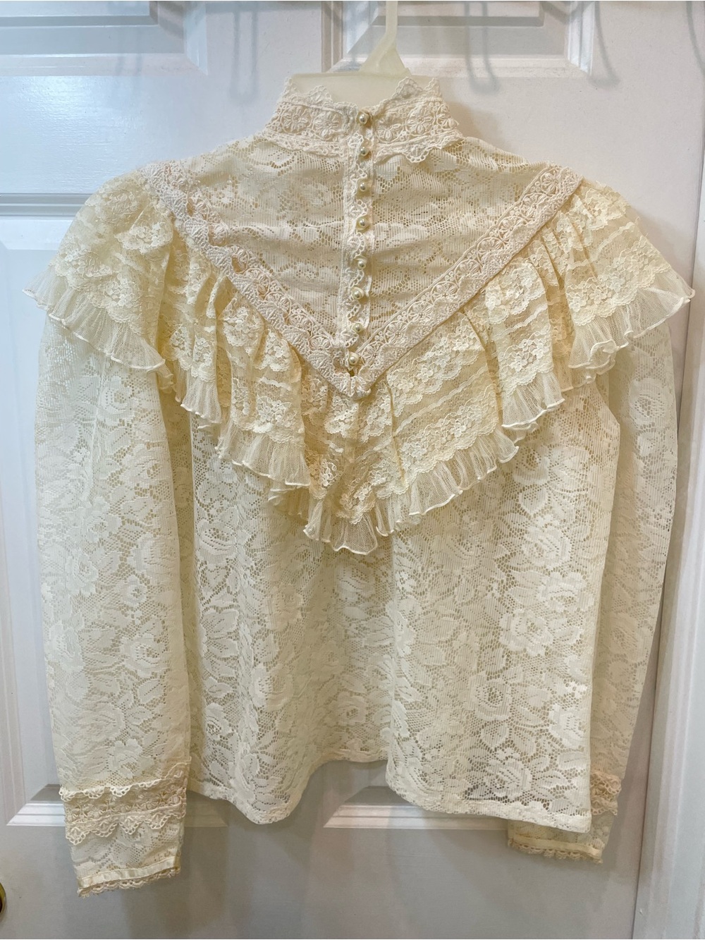 Vintage 70s Jessica’s Gunnies Gunne Sax Ivory Lace Victorian Blouse - Picture 5 of 8